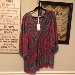 Rose plus olive long sleeve top